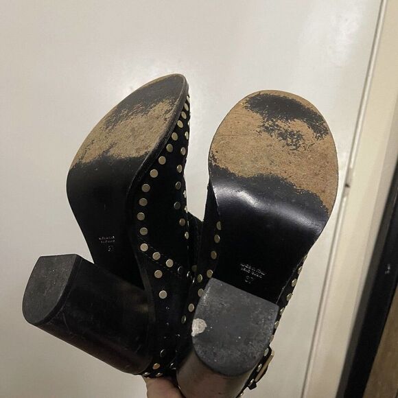 Laurence Dacade Paris black leather suede studded buckle boots size 37 - Picture 12 of 14